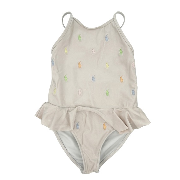Polo Ralph Lauren Girls Swimsuit Size 6 Embroidered Pony Ruffle One Piece - Picture 1 of 4